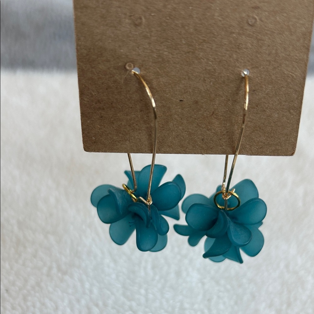 Elegant Floral Teal Earrings